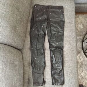 Black pleather stud legging pants M